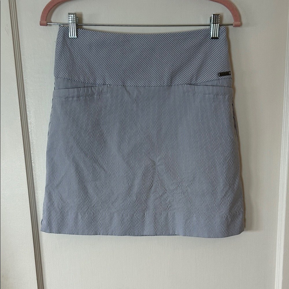 Elegant Navy Seersucker Striped Tennis Athletic Skirt
